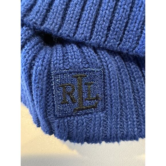 Lauren Ralph Lauren Turtleneck Sweater Womens L Black Label Blue Ribbed Preppy - Picture 9 of 9